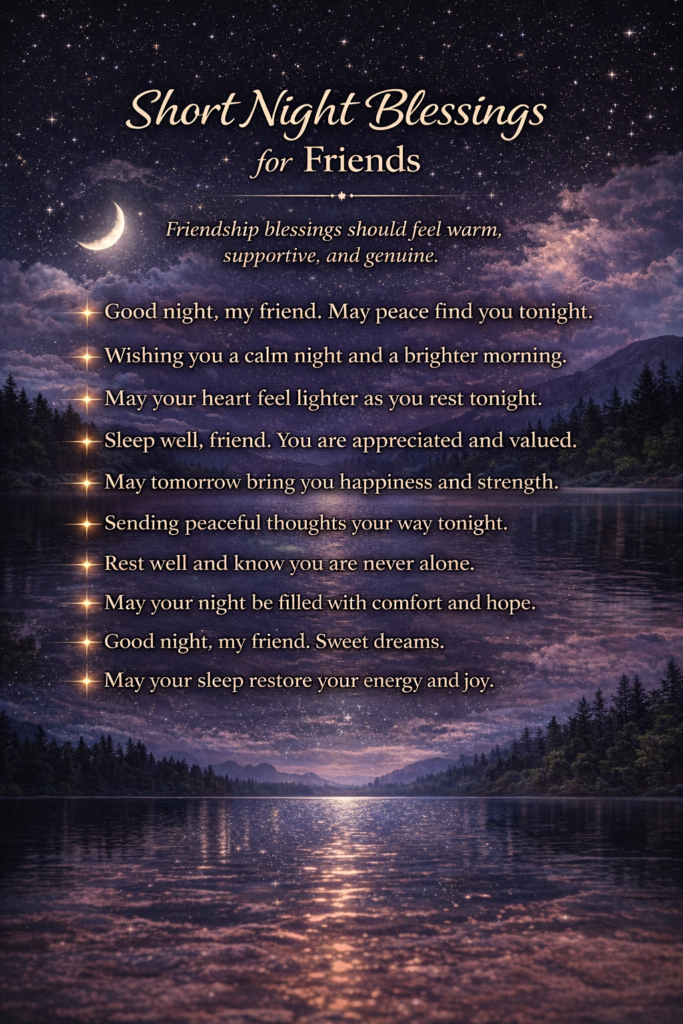 Short Night Blessings for Friends