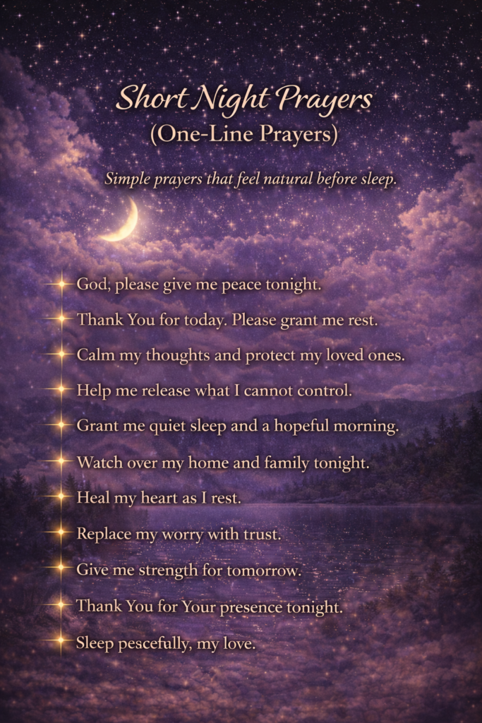 Short Night Prayers One Line Prayers